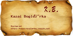Kazai Boglárka névjegykártya